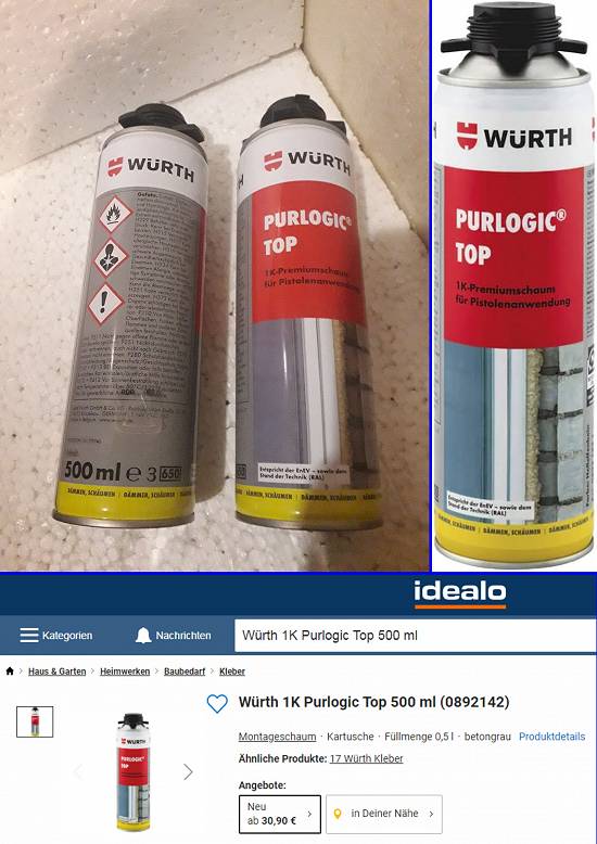 Wurth Purlogic Top 1K spuma profesionala gri de montaj