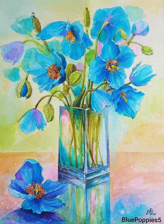 Tablouri flori albastre