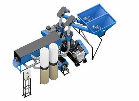 LINIE PENTRU PELETI DIN RUMEGUS/PAIE,   DUO COMPLETĂ,   PRODUCTIE 700Kg/h. ACHIZIȚIE POSIBILĂ PRI