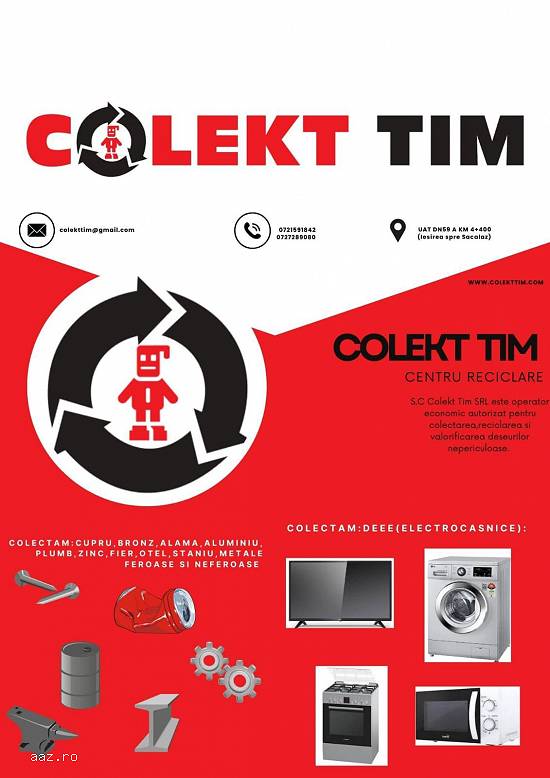 Centru de colectare fier vechi si electrocasnice de la domiciliu si la locatie.