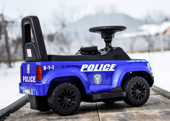 Masinuta electrica de politie Kinderauto Police 30W 6V cu megafon si music player,   bluetooth,   cu