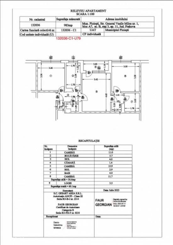 Apartament 3 camere semidecomandat Ploiesti,   Ultracentral,   etaj 3/7,   60mp,   55.500 euro