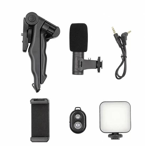 Set de creare video Studio Vision cu microphone si lumina led trepied portabil