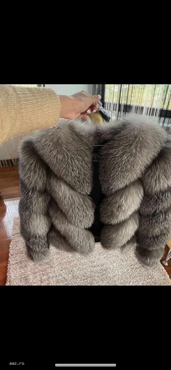 Haină de blană vulpe argintie