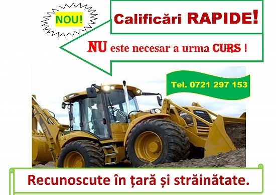 Atestat RAPID buldoexcavatorist,        conducator operator mecanic utilaje grele (vola greder compa