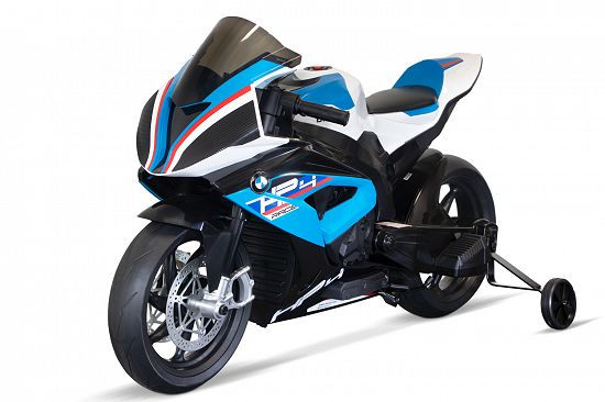 Motocicleta electrica BMW HP4 2x 45W 12V cu roti moi,   scaun tapitat