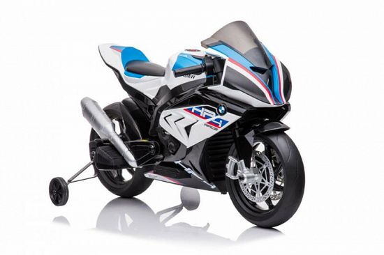Motocicleta electrica BMW HP4 2x 45W 12V cu roti moi,   scaun tapitat