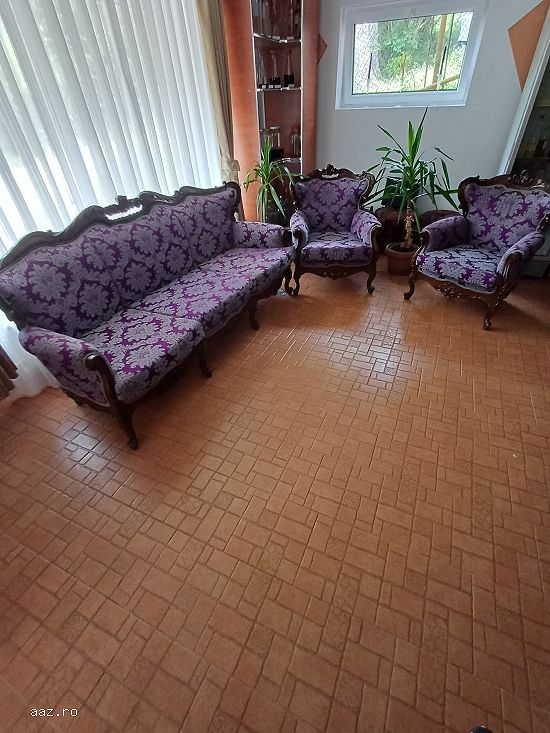 Salon in stil neo-baroc,   venezian,   set canapea si 2 fotolii,   complet reconditionat