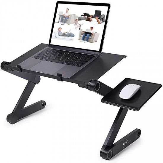 Masa pliabila T8,    multifunctionala pentru laptop,    2 coolere +mousepad,    NEGRU
