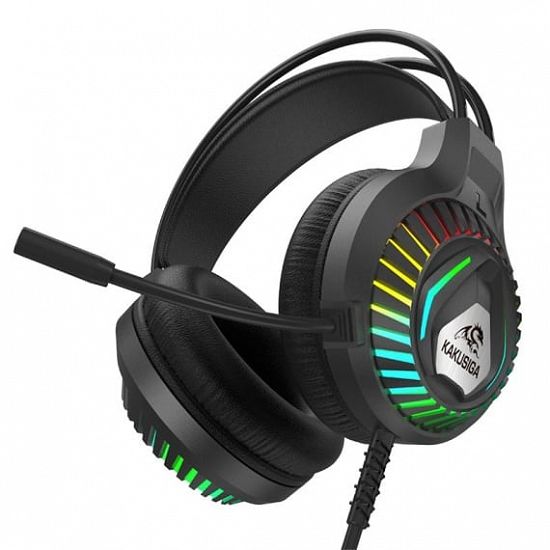 Casti KSC-849 pentru Gaming,   Over-Ear,   Cablu 2M,   Jack si USB,   Microfon,   Lumini RGB,   Negr