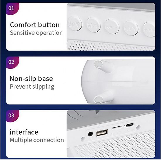 Statie incarcare wireless 3 in 1 cu lampa RGB si boxa bluetooth,   control aplicatie,   Alb