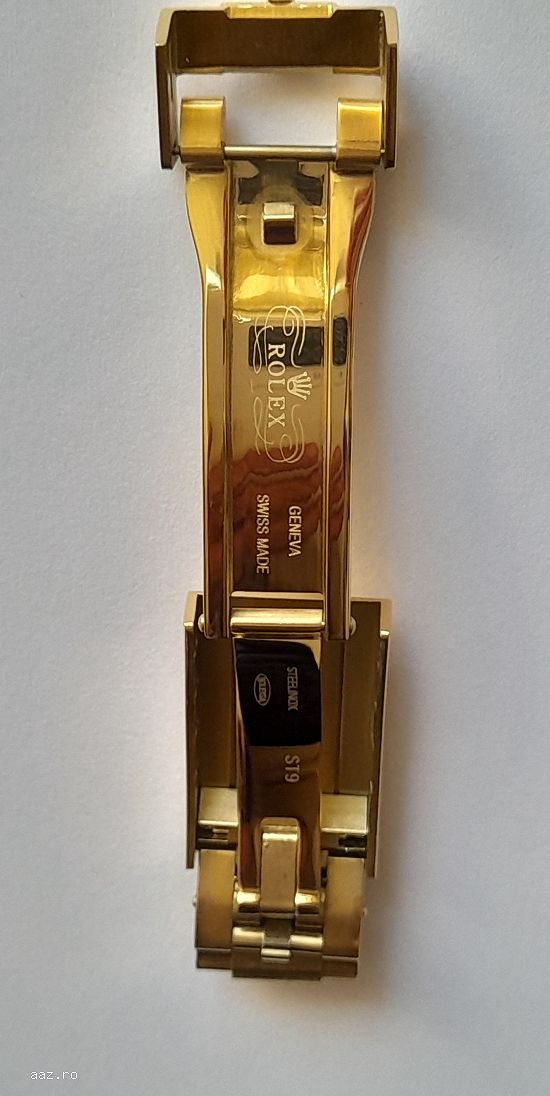 Inchizatoare curea Rolex argintie si galbena, scris logo pe ea, interior-exterior.-Tel. 0764.533.165