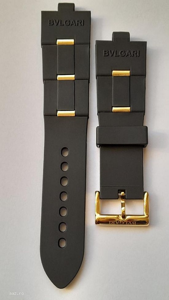 curea ceas Bvlgari neagra cu catarama argintie sau galbena.-Tel.0764.533.165.