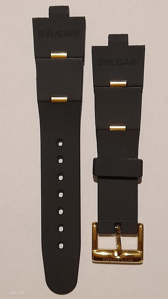 curea ceas Bvlgari neagra cu catarama argintie sau galbena.-Tel.0764.533.165.