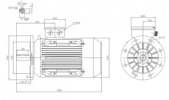 Motor electric trifazat 75kw 1400rpm 280 B5