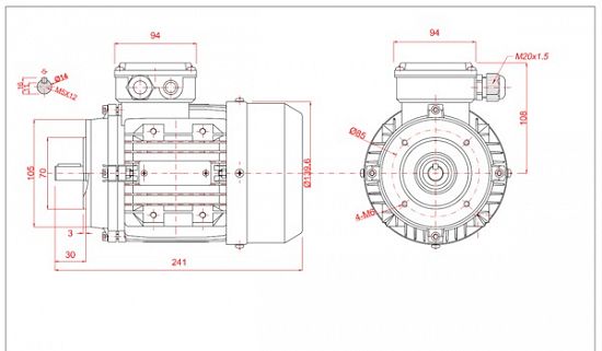 Motor electric trifazat 0.55kw 3000rpm 71 B14