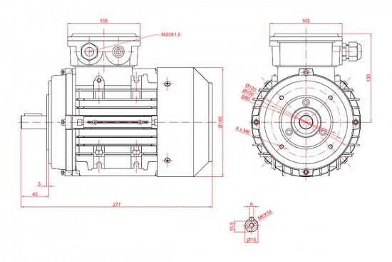 Motor electric trifazat 0.75kw 3000rpm 80 B14
