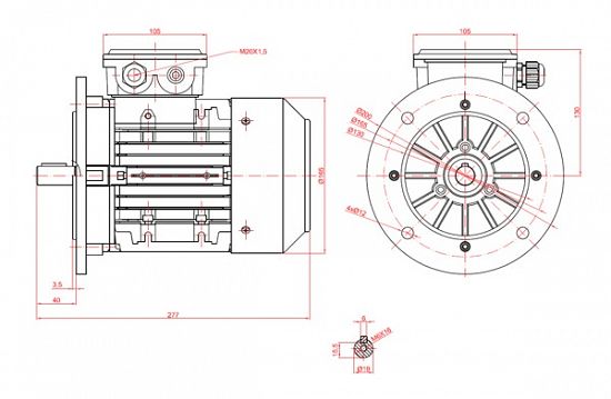 Motor electric trifazat 1.1kw 3000rpm 80 B5