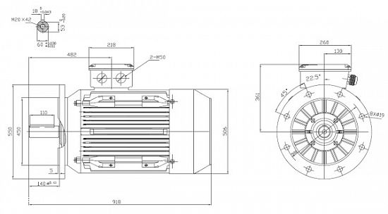 Motor electric trifazat 55kw 3000rpm 250 B5