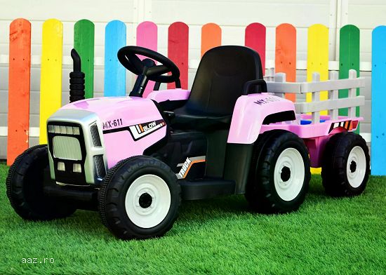 Tractoras electric Kinderauto BJ611 2x30W 12V cu remorca si RC