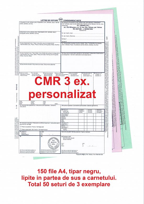 CMR-uri transport intern si international - Scrisoare de transport - Tipizat