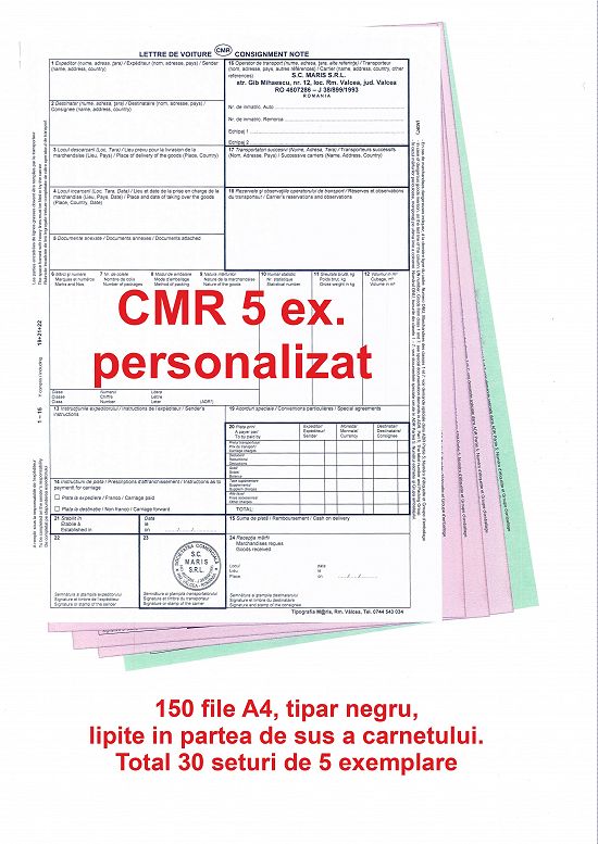 CMR-uri transport intern si international - Scrisoare de transport - Tipizat