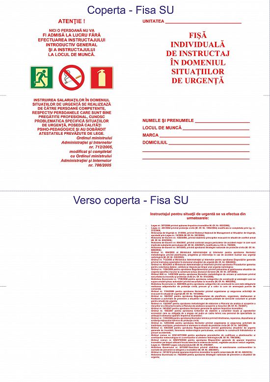 Fise de instructaj protectia muncii SSM si SU,             Dosar medical - Tipizat