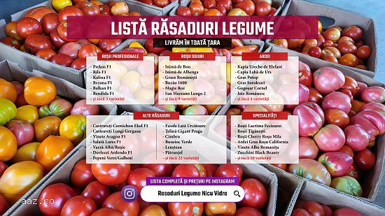 Vand rasad ardei,  rosii,  castraveti,  vinete,  varza | Rasaduri Legume 2026