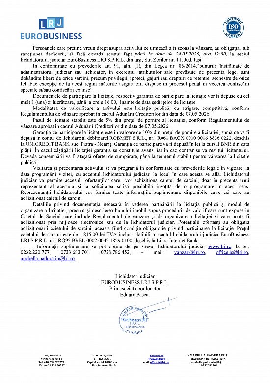 Teren extravilan in suprafata totala de 11.803 00 mp,   situat în Com. Filipesti,   Jud. Bacau