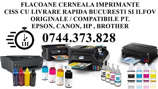 Flacoane cerneala Epson Hp Brother Canon imprimante rezervoare ciss  ! .. .