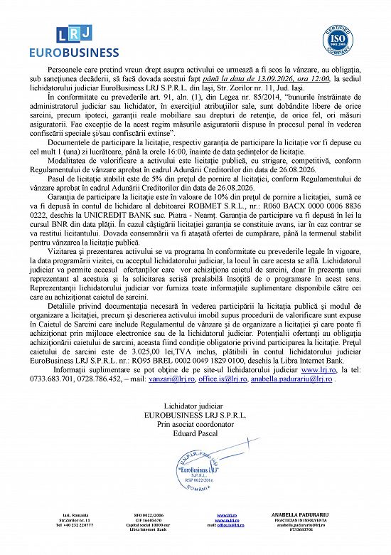 Cladire birouri si depozit situat in Loc. Garcina,    DN15D,    punct ,   ,   Porcarie”,    Jud. N