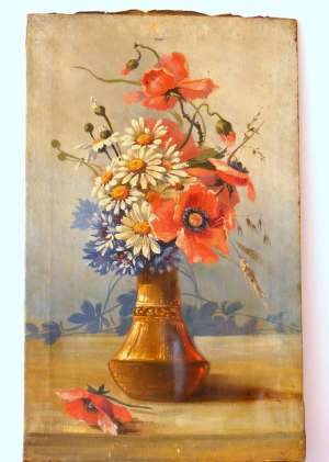 2 Tablouri florale vech ( 1930 )- de E. Panzel