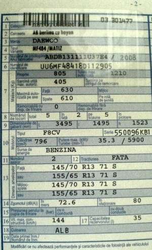 autoturism daewoo matiz inmatriculata firma