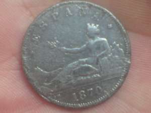 vand o moneda veche spaniola 2 pesetas 1870