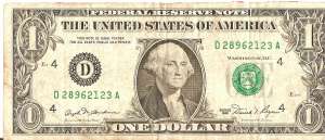 VAND BANCNOTA 1 DOLAR AMERICAN DIN 1981