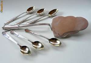 set 6 lingurite +paleta tort argint 925/1000