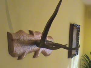 vand cap de cerb sculptat cu coarne originale.