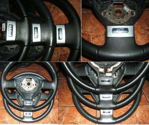Volan piele 3 spite pt VW: Golf 5 ,    Passat ,    Jetta ,   Touran ,    Tiguan ,    Eos ,    Caddy 