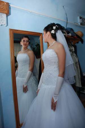 rochie mireasa+voal lung