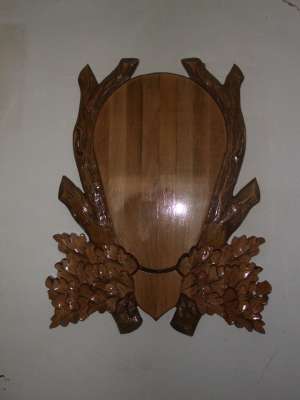 tablou natura vie , panoplii trofee vanat (cerb)