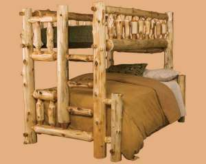 scara in spirala si mobilier din lemn rotund rustic
