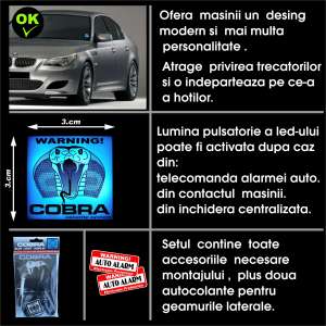 MINI PLASMA COBRA PENTRU SIGURANTA MASINII - AE FIXEAZA PE PARBRIZUL MASINII !