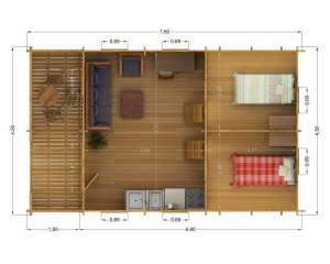 Casa din lemn - Weekend 4.5x7.5 m