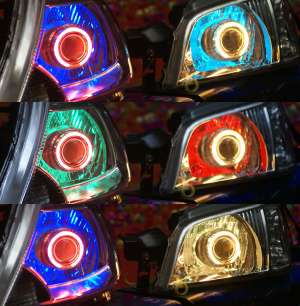 Proiector lupa HID H4 H1 H7bi-xenon si Ingerul ochi 7 culori interschimbabile telecomanda