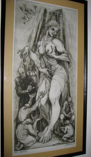 Vand Gravura Originala si unica semnata de Marcel Chirnoaga