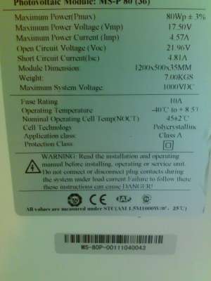 Panou fotovoltaic 80W polycrystalin
