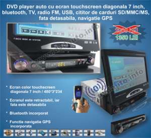 DVD AUTO cu GPS si Display LED 7" retractabil si fata detasabila