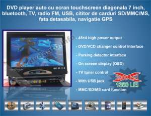 DVD AUTO cu GPS si Display LED 7" retractabil si fata detasabila