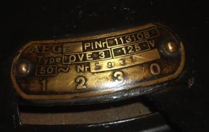 Ventilator AEG din 1907,     in stare perfecta de functionare. model ove2 nr.113108
