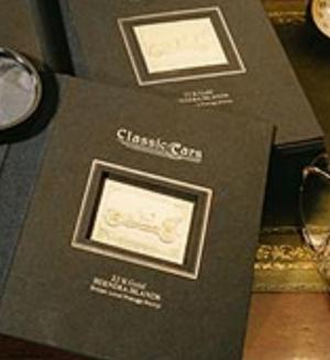 Vand Colectie  timbre polita aur 22 K CLASSIC CARS ,   rara colectie de timbre britanice